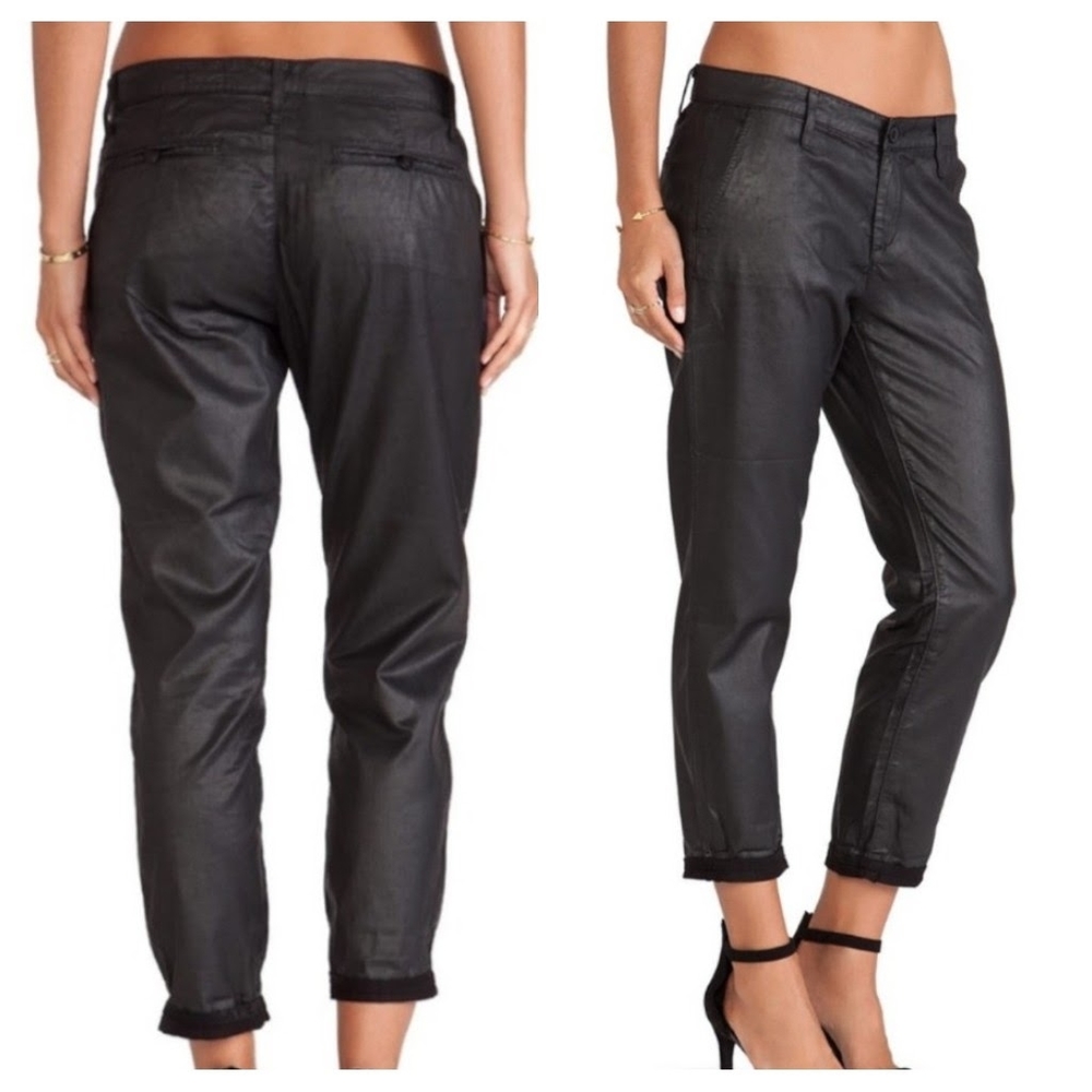 AG Tristan Black Coated Leatherette Ankle Pants 31